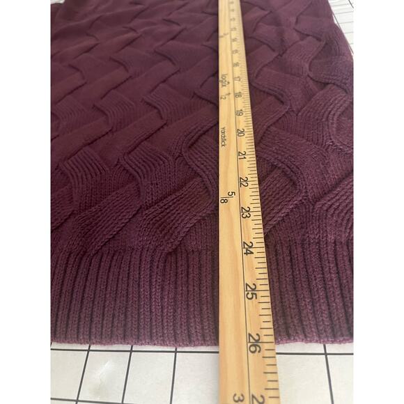 Lands' End Drifter Cable Knit Sweater Crew Neck Cotton Plum Sz M - Picture 4 of 6